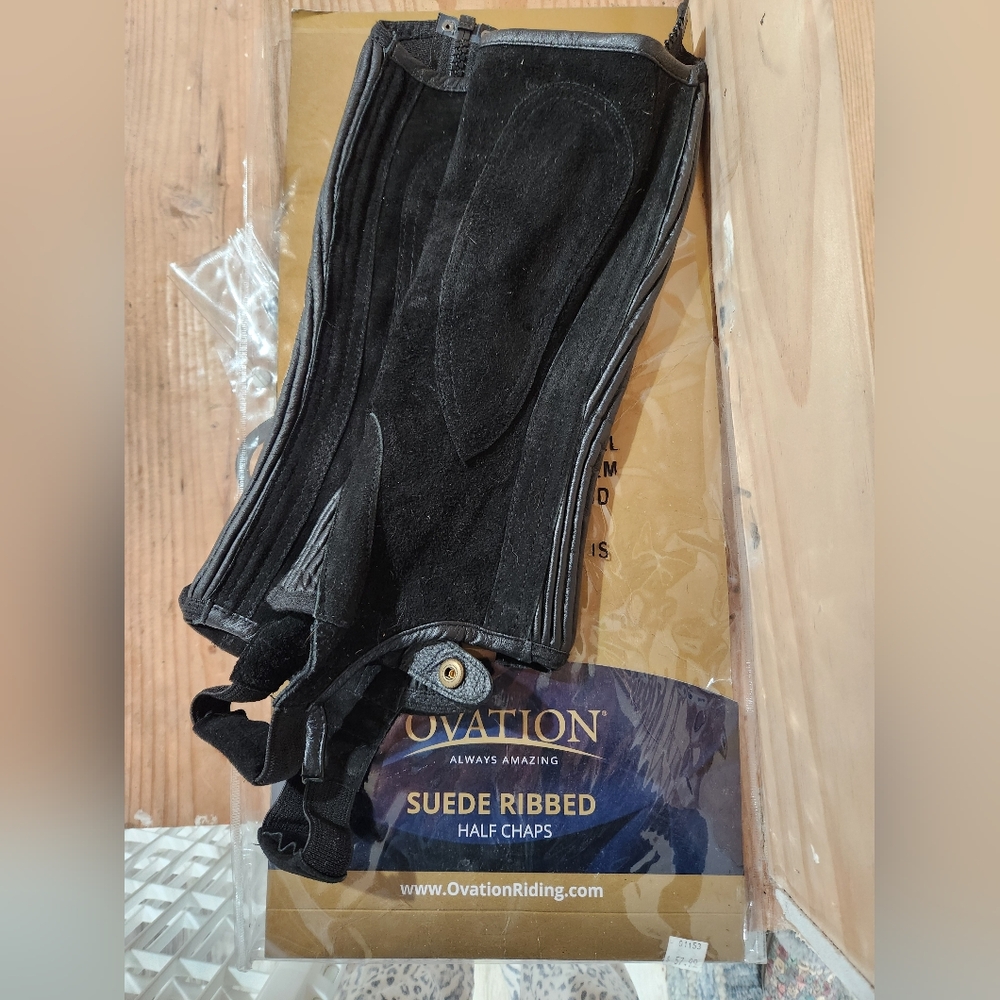 Ovation XS Black Suede Ribbed Half Chaps